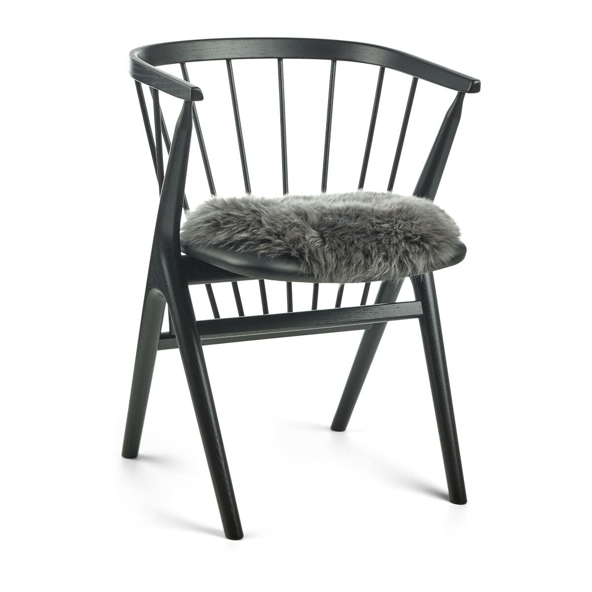 Langharige Schapenvacht Stoel Cover | Ø38 cm Staal Grijs