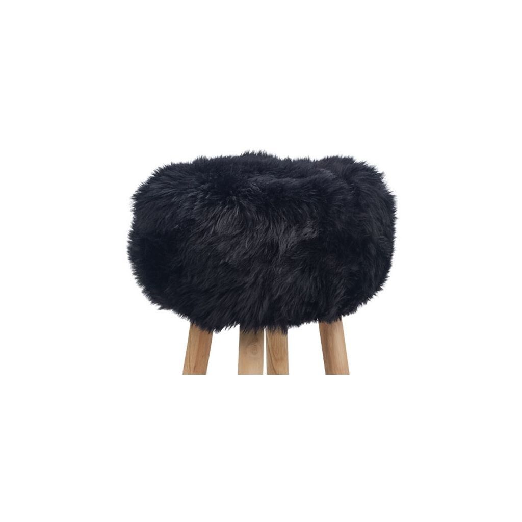 Premium Seat Cover | Long Wool | New Zealand | Ø34cm Zwart