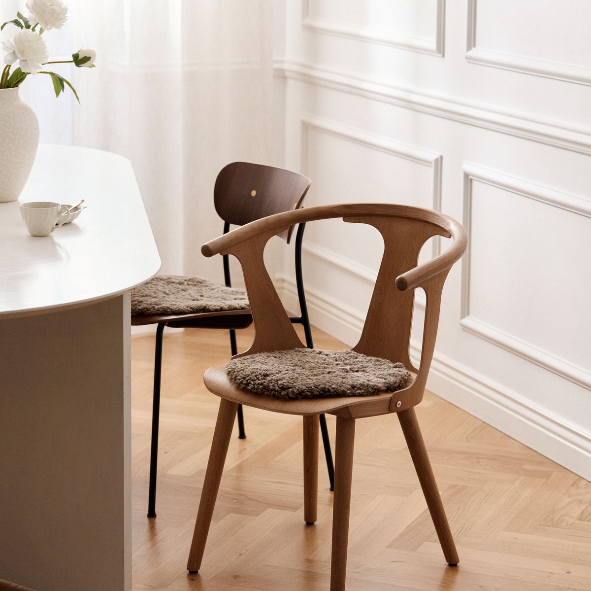 Kortharige Schapenvacht Stoel Cover | Ø34 cm Grafiet