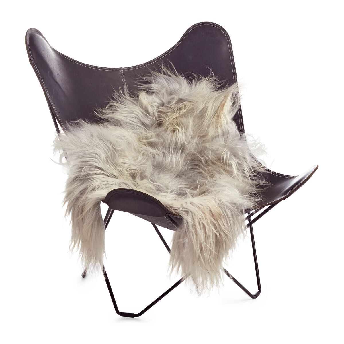 IJslandse Schapenvacht | Langharig | 90 cm Natuurlijk Licht Grijs