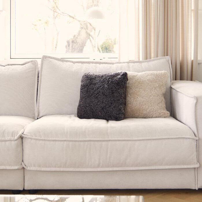 Kortharig Schapenvacht Kussen | Dubbelzijdig | 40x40 cm Cappuccino