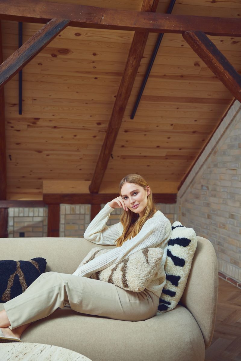 Zebra Kussen | Dubbelzijdig | 30x60 cm Taupe/Zwart