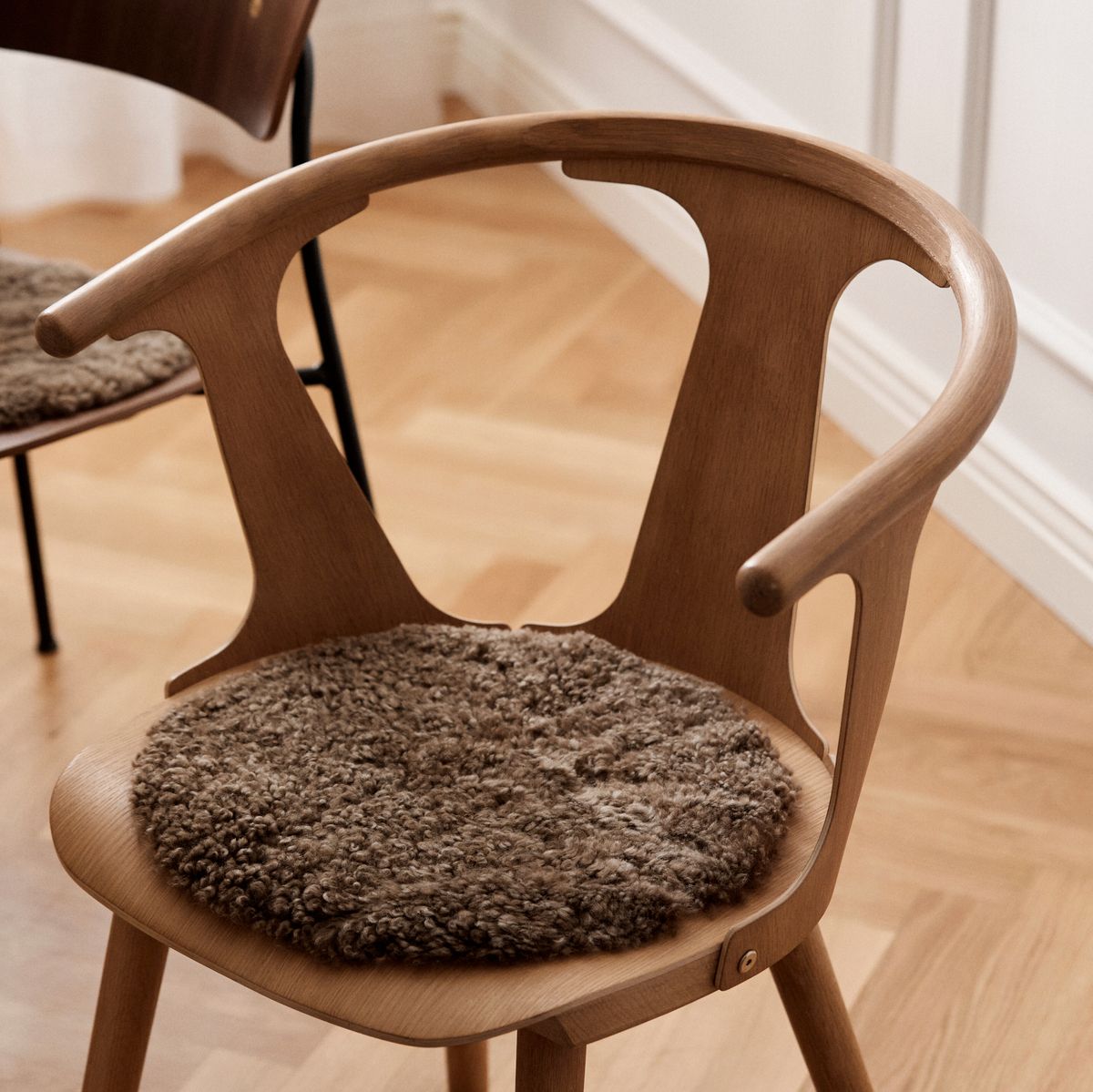 Kortharige Schapenvacht Stoel Cover | Ø34 cm Grafiet