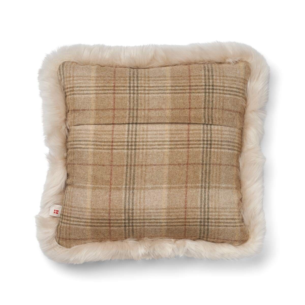 Wollen Kussen | Dubbelzijdig | LW rand | 52x52 cm Zand-Beige/Parel