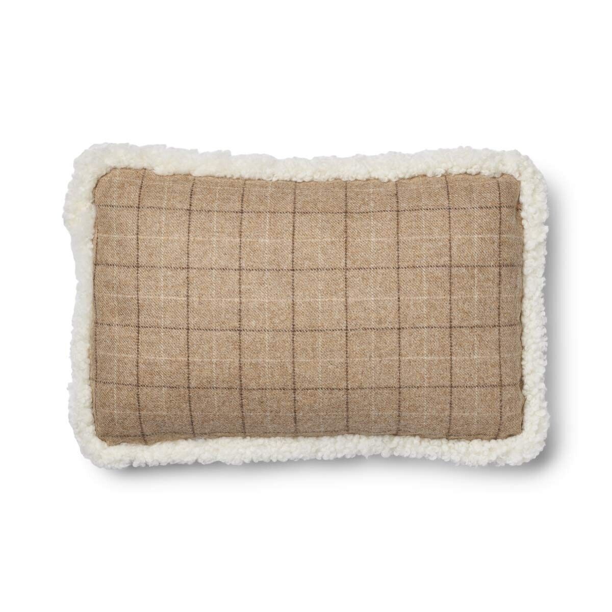 Schapenwol Kussen | Dubbelzijdig | KW rand | 52x52 cm | 34x52 cm Havermout beige/ivoor