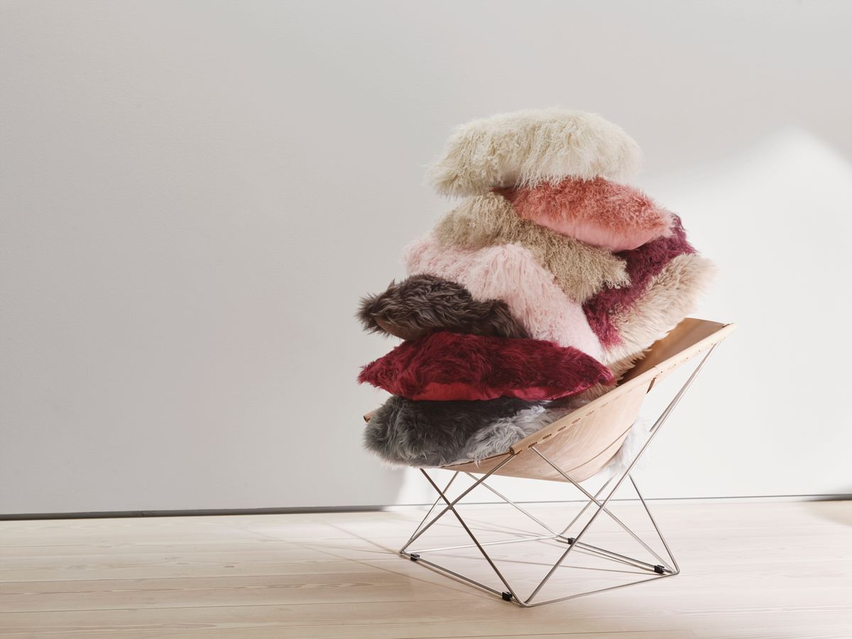 Curly Tibetaanse Schapenvacht Kussen | 60x60 cm | 40x40 cm Wolk Grijs/Sneeuw Top