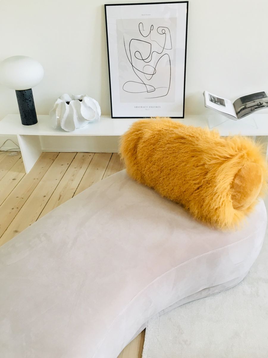 Curly Bolster Kussen | Ø20x52 cm Keizerlijk Geel