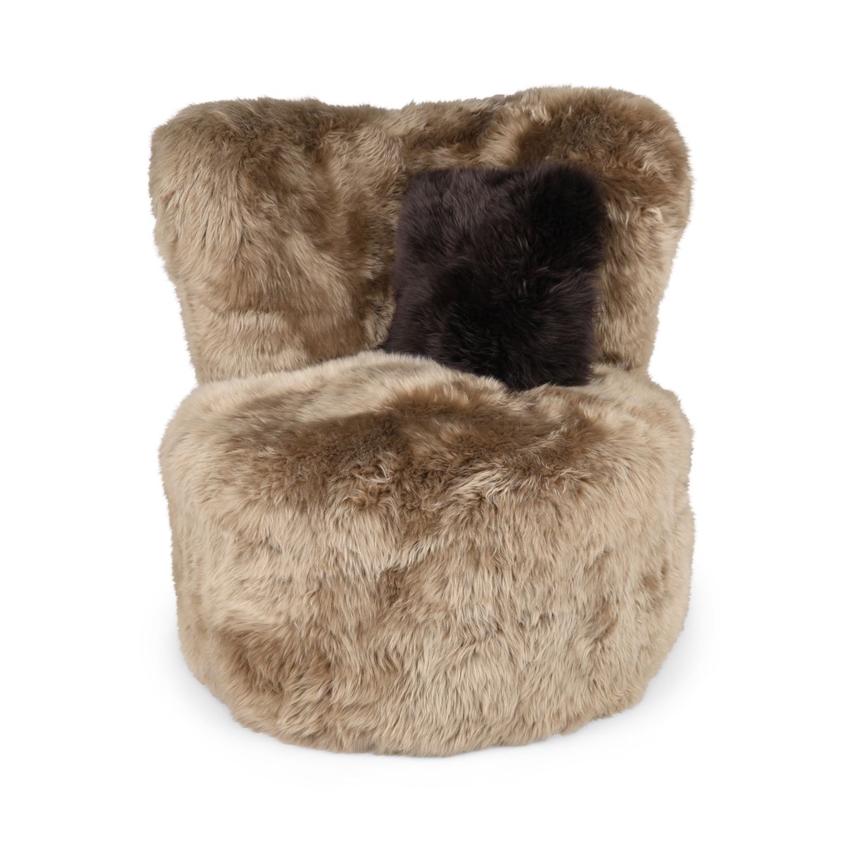 Skandi Ronde Loungestoel | Langharige Schapenvacht Taupe
