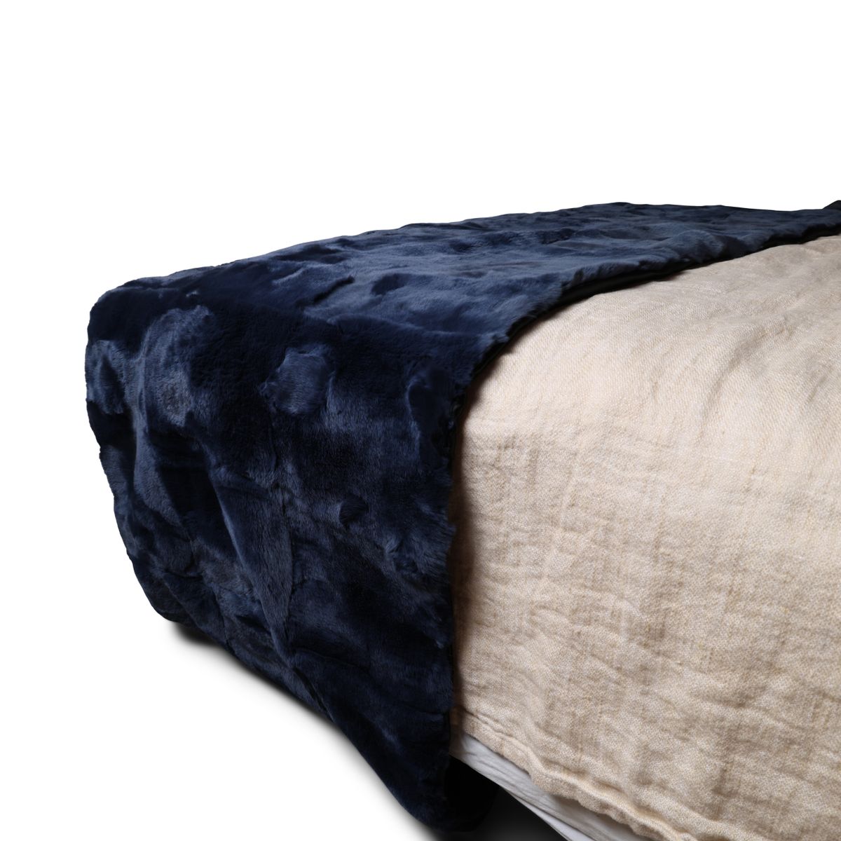 Premium Kwaliteit Bedloper | Rex konijn | 238x55 cm Middernacht Blauw