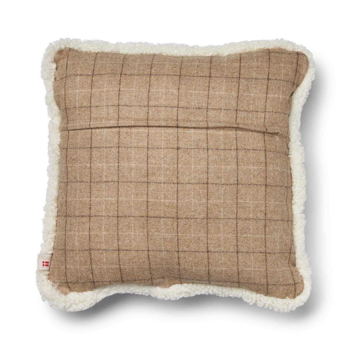 Schapenwol Kussen | Dubbelzijdig | KW rand | 52x52 cm Havermout beige/ivoor