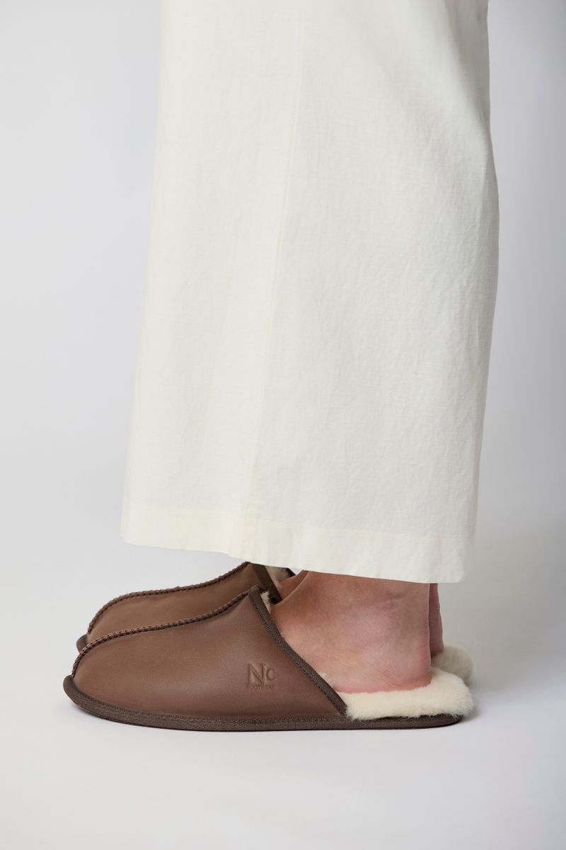 Heren Pantoffel Donkerbruin nappa