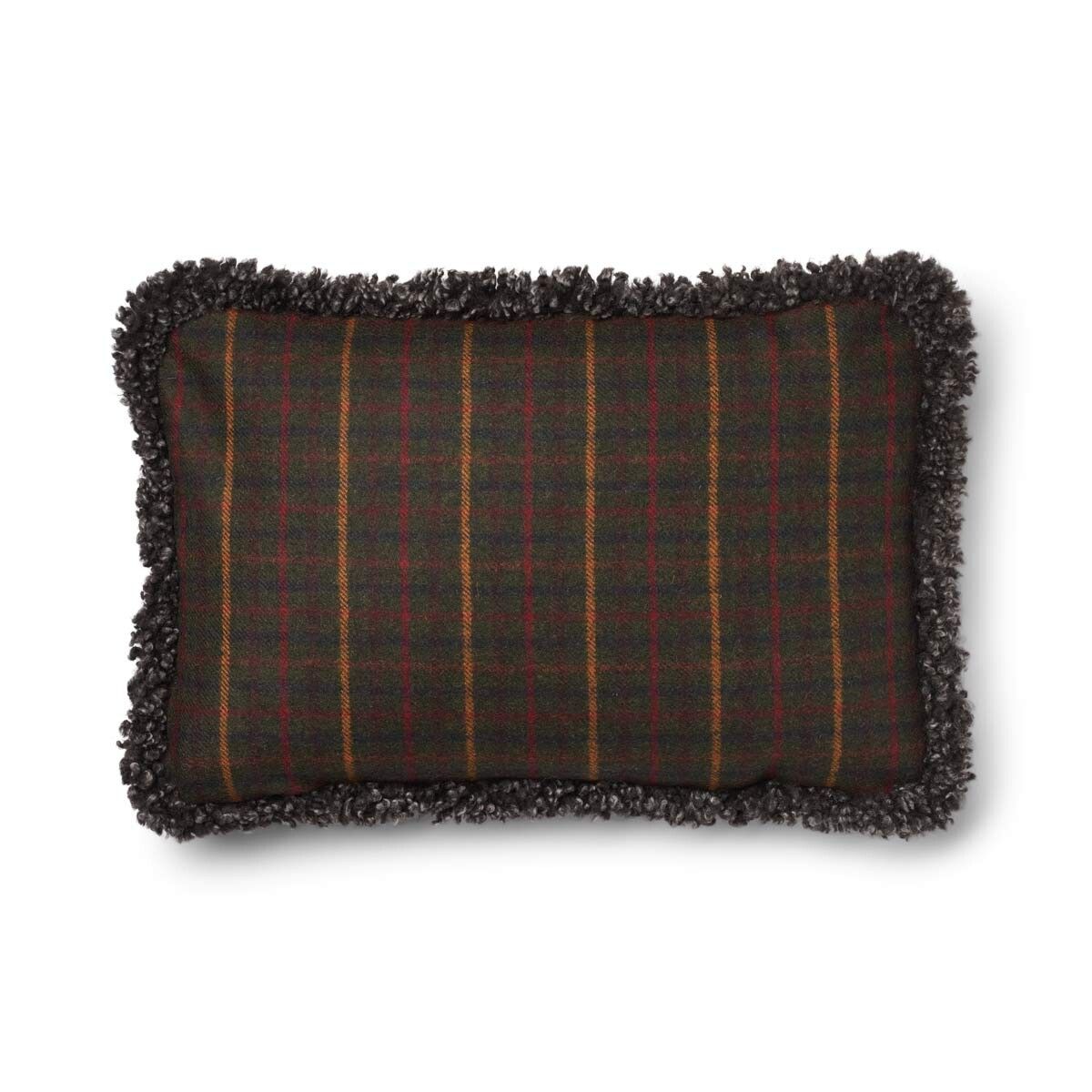 Schapenwol Kussen | Dubbelzijdig | KW rand | 52x52 cm | 34x52 cm Kilberry Groen/Cappuchino