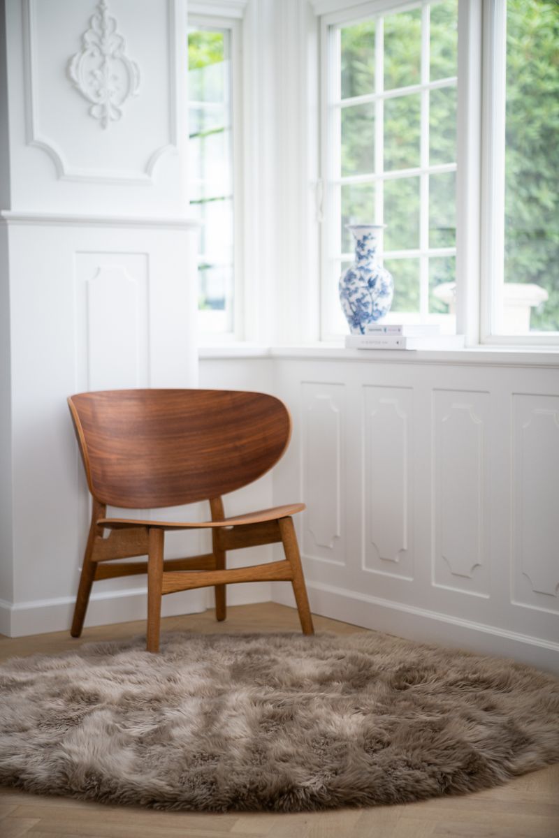 Langharig Schapenvacht Design Vloerkleed | Ø140 cm Zwart