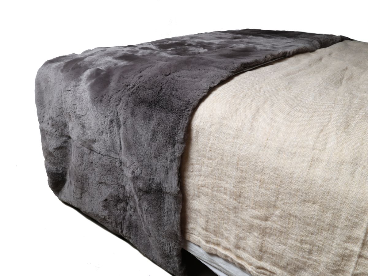 Premium Kwaliteit Bedloper | Rex konijn | 238x55 cm Donkergrijs
