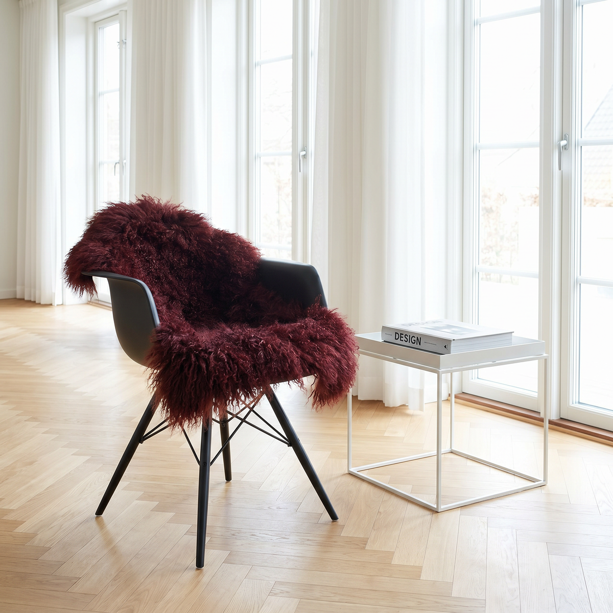 Curly Schapenvacht | Tibet | 85 x 50 cm Burgundy