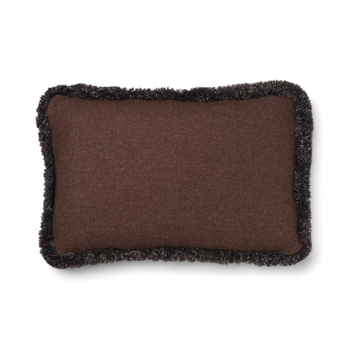 Kortharig Schapenvacht Kussen | KW rand | 52x52 cm | 34x52 cm Bruin/Cappuccino