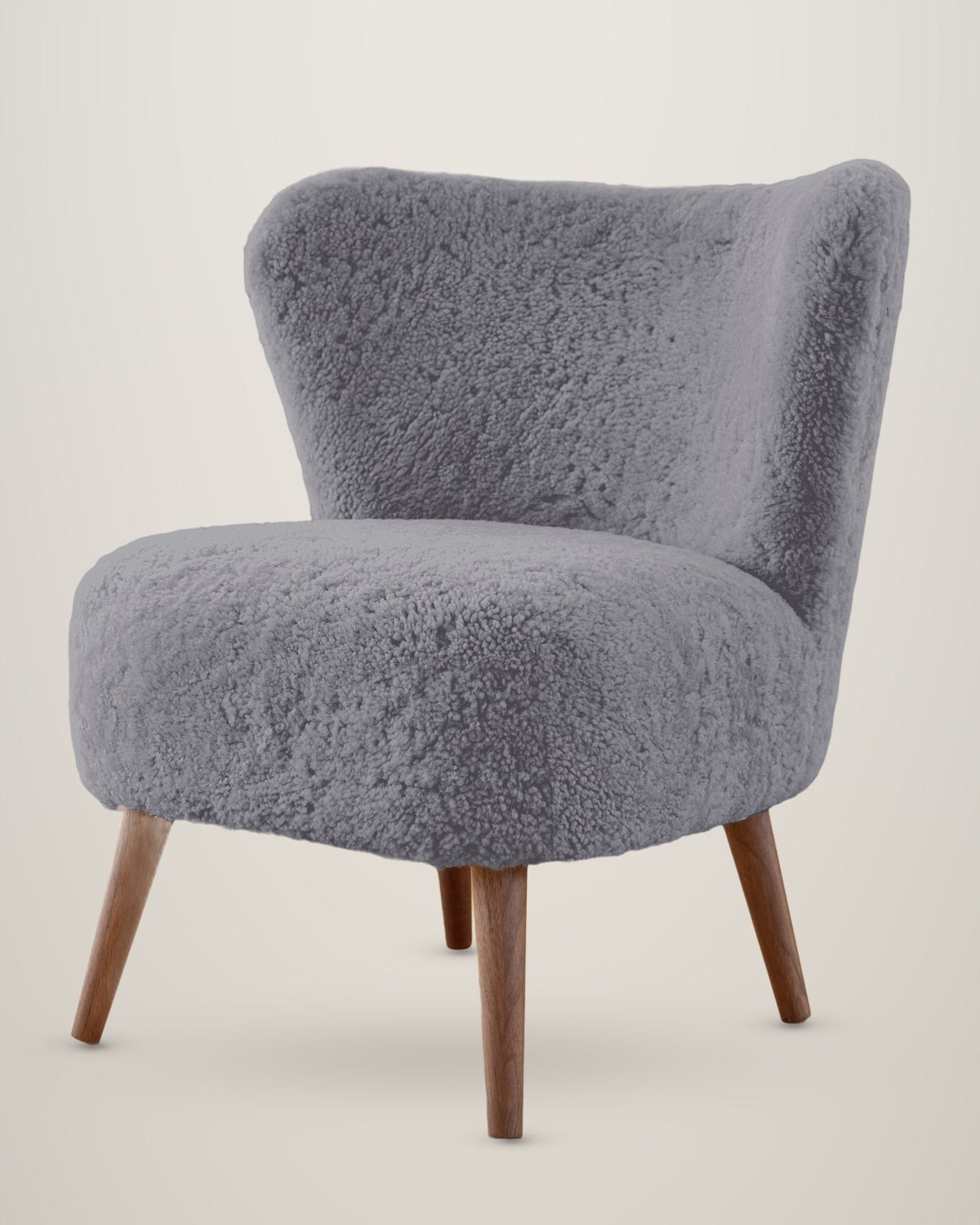Fauteuil met kortharige lamsvacht – Lichtgrijs